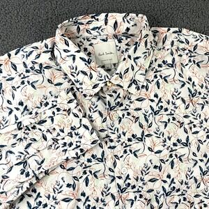 Paul Smith Shirt Mens 16.5 Dress Floral Button Up‎ Oragnic Cotton Made in Italy